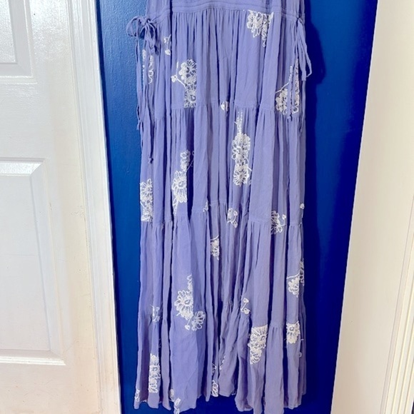 NWOT Women’s Free People RUN AWAY WITH ME EMBROIDERED Dusty Periwinkle Dress - Picture 11 of 11